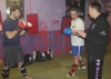 Level 1 sparring course members Jamie Stinson and Peter O'Sullivan being instructed by ProKick Head coach Billy Murray.