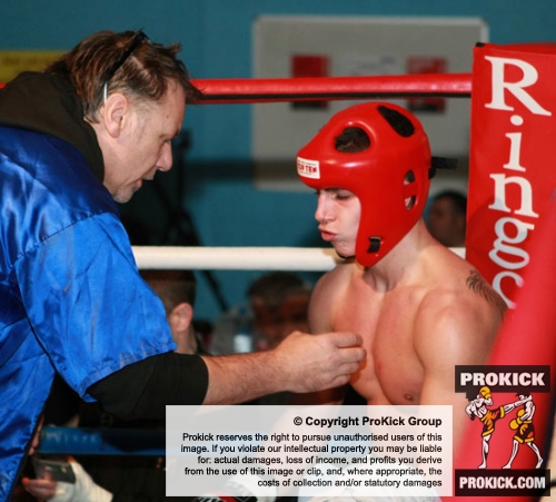 ProKick's Karl McBlain listens in after a hard fought round against Dean Petty