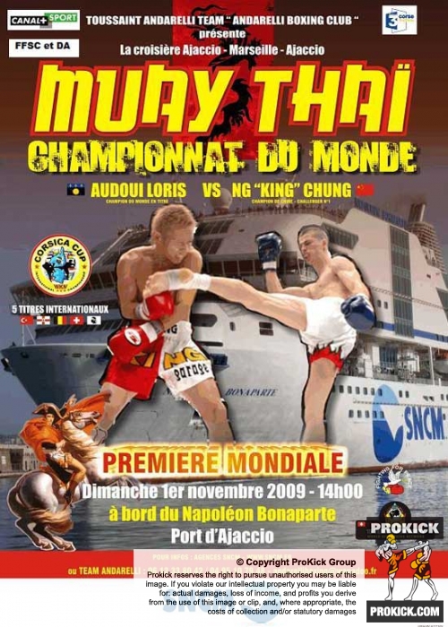 Poster of the Corsican Kickboxing Cup WKN Representative Mr. Toussaint Andarelli is very proud to present this unique style event