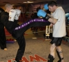 Prokick fighter Davy Foster lands a kick onto ProKick's European Title hopeful Johnny Smith at last night's sponsored 'spar-a-thon'