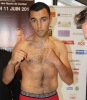 Samir Dourid tips the scales at the official Le Banner Vs Leko weigh-in
