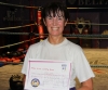 New ProKick Brown Belt Pauline Goody posing happily after a hard grading day at ProKick HQ