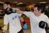 Prokick senior member James O'Reilly lands a punch onto ProKick's European Title hopeful Johnny Smith at last night's sponsored 'spar-a-thon'.