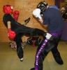 ProKick members Jamie McCusker and Andrew Duffin sparring on the third week of ProKick HQ's level 2 sparring course.