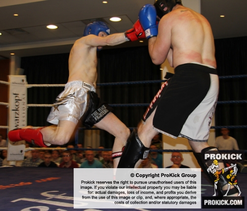 ProKick fighter Johnny Smith lands a solid right hand on Joe Harte from Waterford