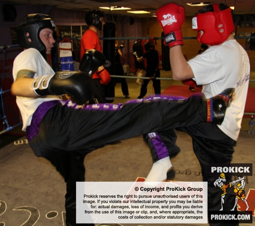 ProKick member Jonny Wightman sparring on the fourth week of ProKick HQ's level 1 sparring course.