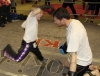 Prokick junior member Joseph Millar lands a jump-punch onto ProKick's European Title hopeful Johnny Smith at last night's sponsored 'spar-a-thon'.