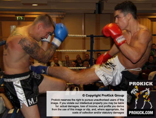 ProKick's Karl McBlain in action against tough Dutch fighter Robin Venken at
