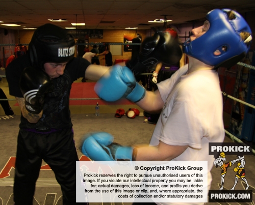 ProKick member Lee Morrison sparring on the fourth week of ProKick HQ's level 1 sparring course.