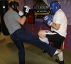 ProKick members Martin Gibson and Russell Johnston sparring on the third week of ProKick HQ's level 2 sparring course.