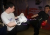 ProKick member Jamie McCusker sparring with one of his team mates Martin Gibson sparring at ProKick HQ
