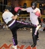 ProKick junior members Neave O'Brien and Saskia Connolly in the sparring section of the competition day