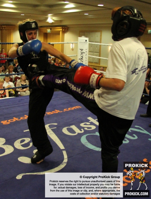 Nuala Ward in action against Yvonne McNevin from Black Dragon Galway
