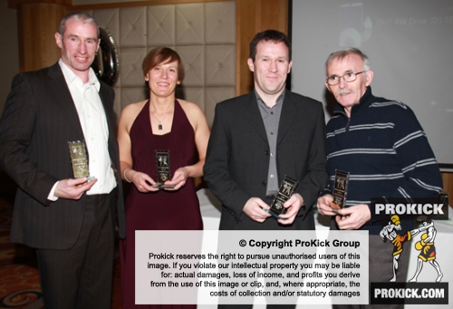 ProKick's Unsung Heroes Ken Horan, Anne Gallagher, Desi MacArtney and Paul Gordon accepting their awards.