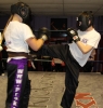 ProKick junior members Saskia Connolly and Jamie Phillips in the sparring section of the competition day