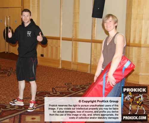 ProKick fighters Johnny Smith and Anne Gallagher help out on the day