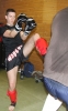 Steven Forde, new yellow belt kicks out in his first sparring class