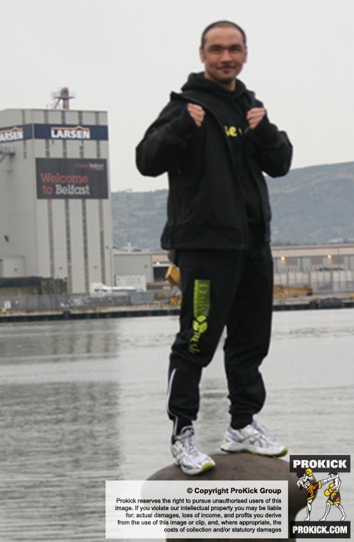 Dutch kickboxing coach Toni Haberland enjoying his tour of the City of Belfast.