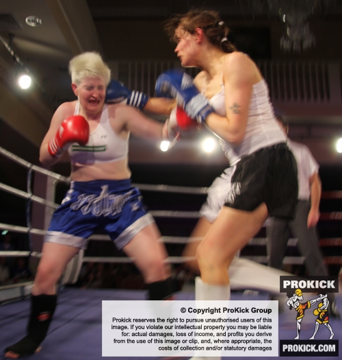 ProKick's Ursula Agnew lands a hard right hook to the chin of Aisling Daly