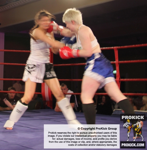 ProKick's Ursula Agnew takes a hard shot from Aisling Daly