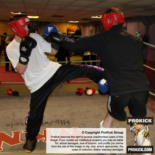 ProKick member Victor Gembalski sparring on the fourth week of ProKick HQ's level 1 sparring course.