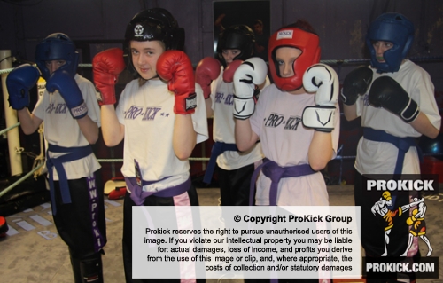 New ProKick Youth Senior graders getting ready for their sparring session during a hard grading day at ProKick HQ