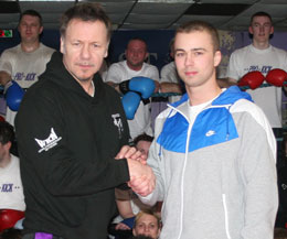 Saying his byes Barrie Oliver pictured with head coach Billy Murray at one of the classes tonight