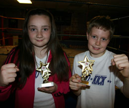 Kids sparring for fun - winners were Chloe Allen and Christopher Neill - both chosen as the overall winners in their section