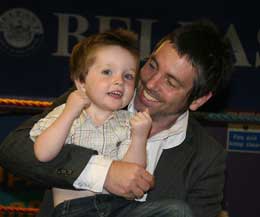 Top Journalist Paul McNamee with son 2 year old Johnny the apple of his daddy's eye