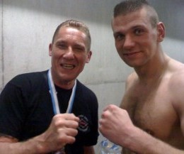 kickboxing former world champion Andre Mannaart from the famus Mejiro gym in Amsterdam with Belfast's Pawel Gorka in Geneva after his win