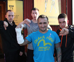 Jonathon Orr has broken is paddle - the novice fighter pictured here with ProKick fighters