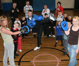 Gary Hamilton helped kick off the Fun day at the Girls model