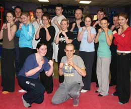 Students work through the fundamentals of fitness, elements of self defence