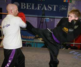 Bird in training at the Prokick Gym for his first K1 style bout