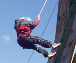 Lisa McAlees abseiling down Scrabo tower in aid of Marie Curie