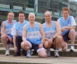 Belfast Marathon relay team that Prokick and the class members very generously help sponsor. The guys were (L-R) Neil Leonard, Paul Gordon, Allister Murphy (organiser), Peter Murphy and Stephen Rogers. All work colleagues.