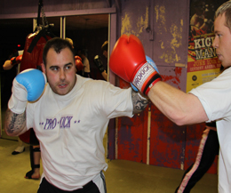 Robert Buchanan working hard on his boxing skills at 'Billy's Boot Camp'