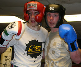 Shawn Burton (left) pictured with Stuart Jess - as the top English Kickboxing champion Burton hit the ProKick Gym for a weekend of intense sparring