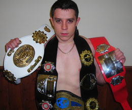 What a belter, English man Shawn Burton with some of his belts - he now will face Gary Hamilton at the Bash 'n' Mash