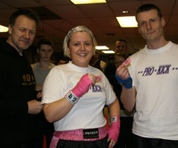 Bash n Mash winner Christine McAuley with Billy Murray (Left) and Mark Winter (Right)