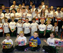 Some of the ProKick Kids from a previous Easter Fun packed kickboxing day.