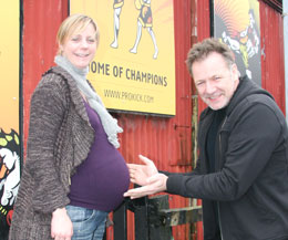 Tara Collins awaits a special delivery - Pictured here with Coach Billy Murray