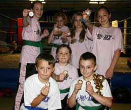 Sean Fryers (Front Right) was chosen as the overall winner - Sean a 11year-old green belt showed the best all-round technical ability on the day.