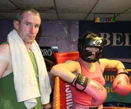 Ken Horan and team at the ProKick gym in Belfast, ken looks on as his fighters take to the ring