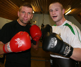 Kickboxing Polish heavyweight Pawel Gorka with heavyweight title contender Scott Belshaw