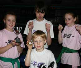 Some of the medal winners from Tuesday's kickboxing FUN night at the ProKick gym.