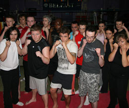 The group pictured have just finished the Advance beginners course then Monday’s pad class and Friday at 6pm are still available for you to train.