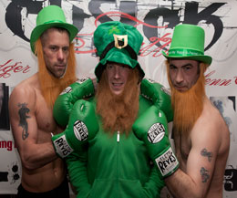 Hamilton and Tarr face off at the weigh-in for the St Patricks Day bash (pictured with Andrew Cusick)