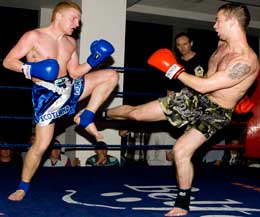 Barrie Oliver and Micky Sheilds cought in action here - they're bout was one on the highlights of the event