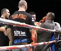 Osman Yigin the WKN representative was assaulted at ringside when he was punched by Erhan Deniz of Turkey